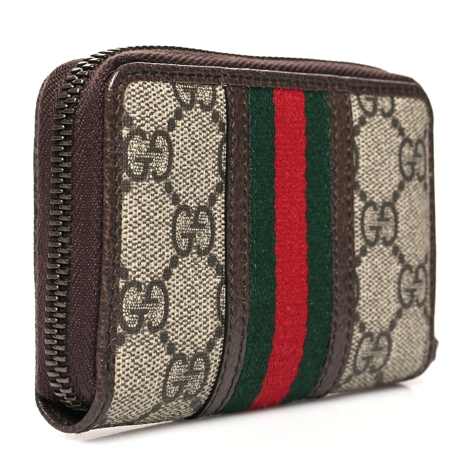 Gucci GG Supreme Web Ophidia Zip Around Card Case Brown 3 of 8