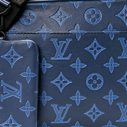 Louis Vuitton Calfskin Monogram Shadow Duo Messenger Navy Blue 7 of 12