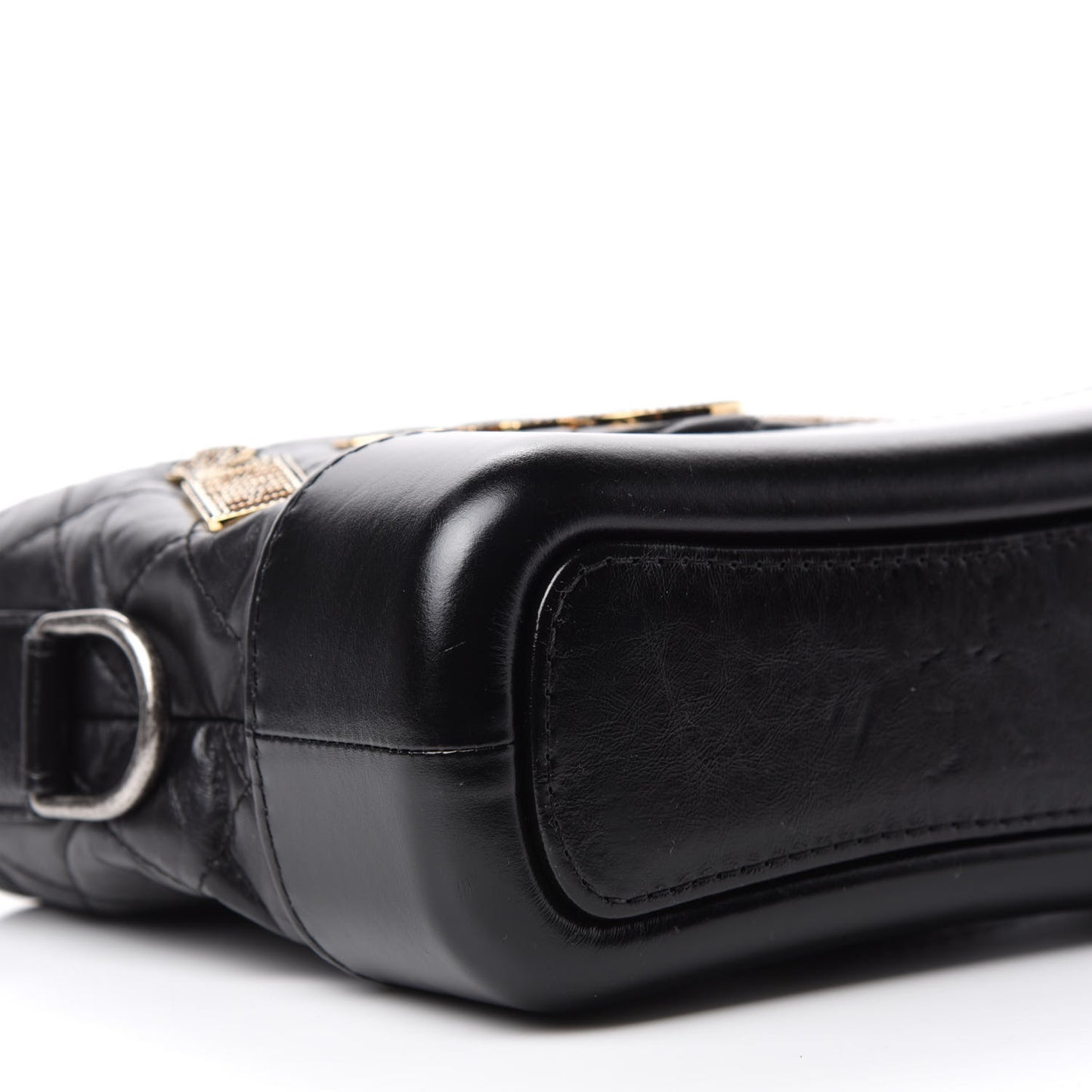 Aged Calfskin Quilted Charms Small Gabrielle Hobo Black