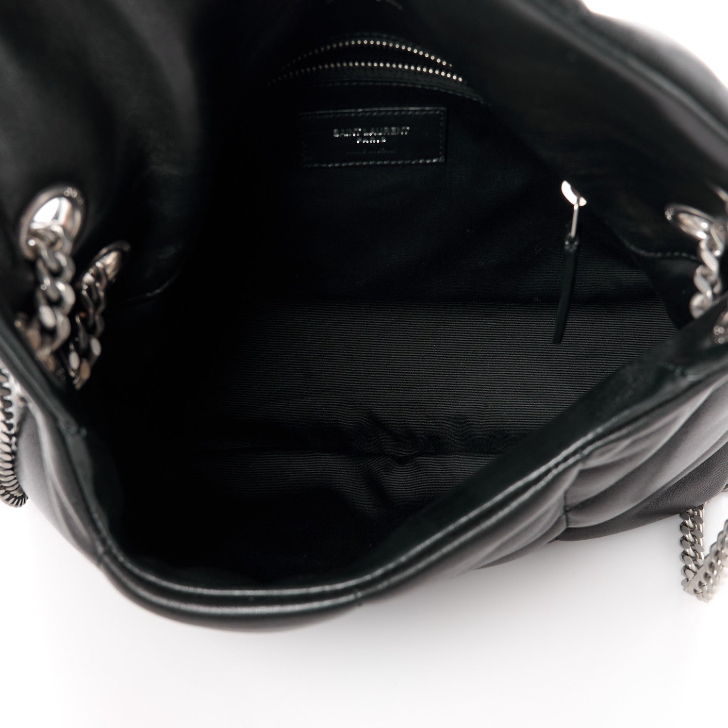 Saint Laurent Lambskin Quilted Small Loulou Puffer Monogram Chain Satchel Black 5 of 11