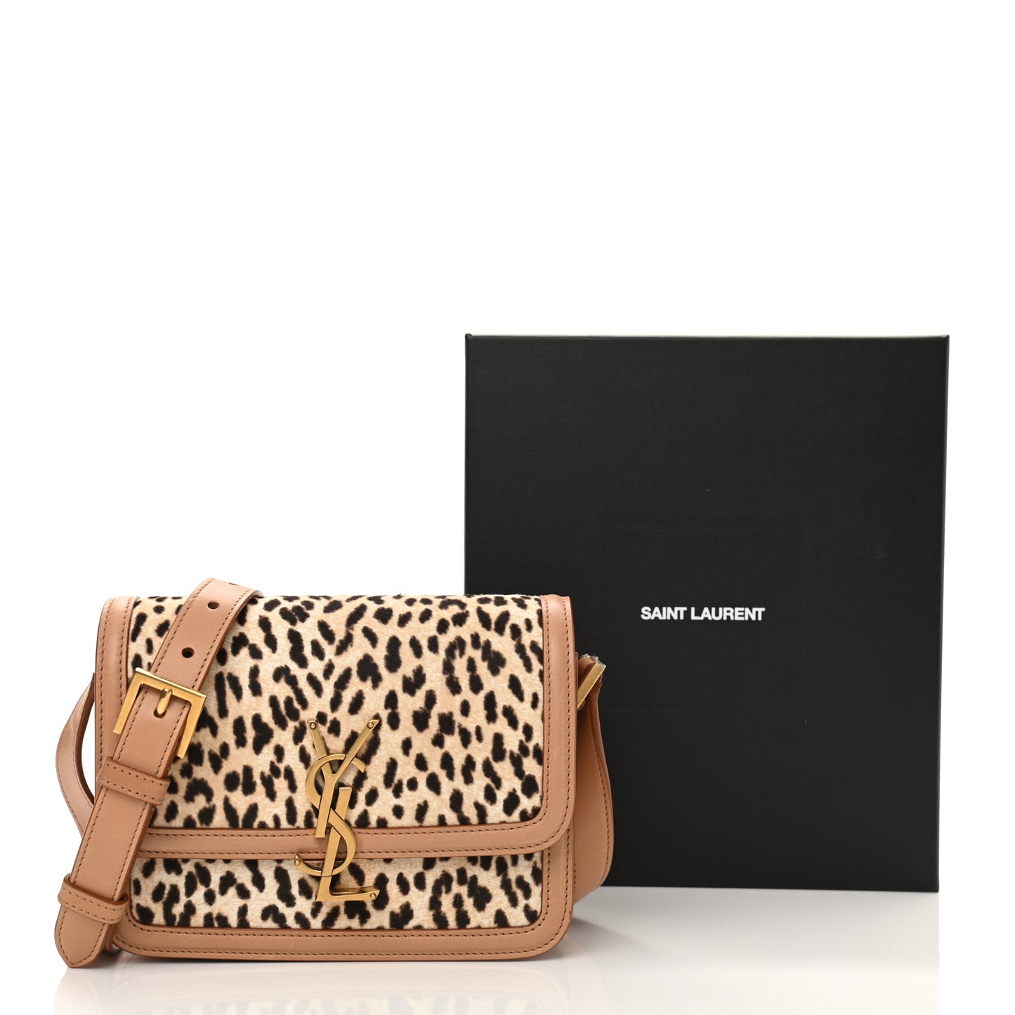 Calfskin Hair Leopard Print Small Solferino Satchel Dust White