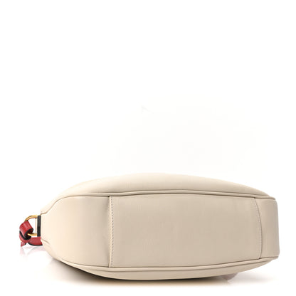 Gucci Softy Wonka Textured Dollar Calfskin Medium Diana Bamboo Shoulder Bag Mystic White Hibiscus Red 4 of 10