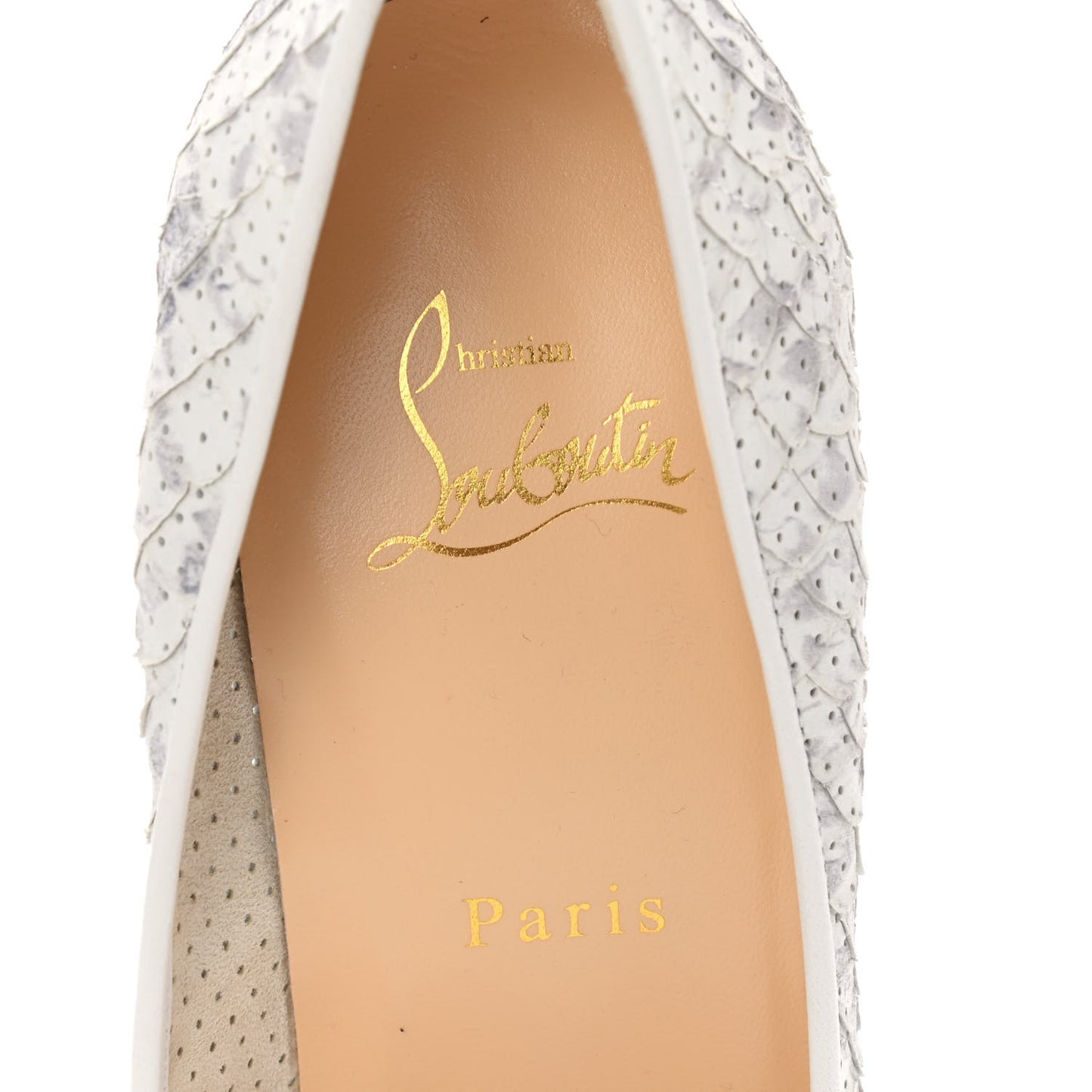 Perforated Python Kate 100 Pumps 39.5 Roccia White