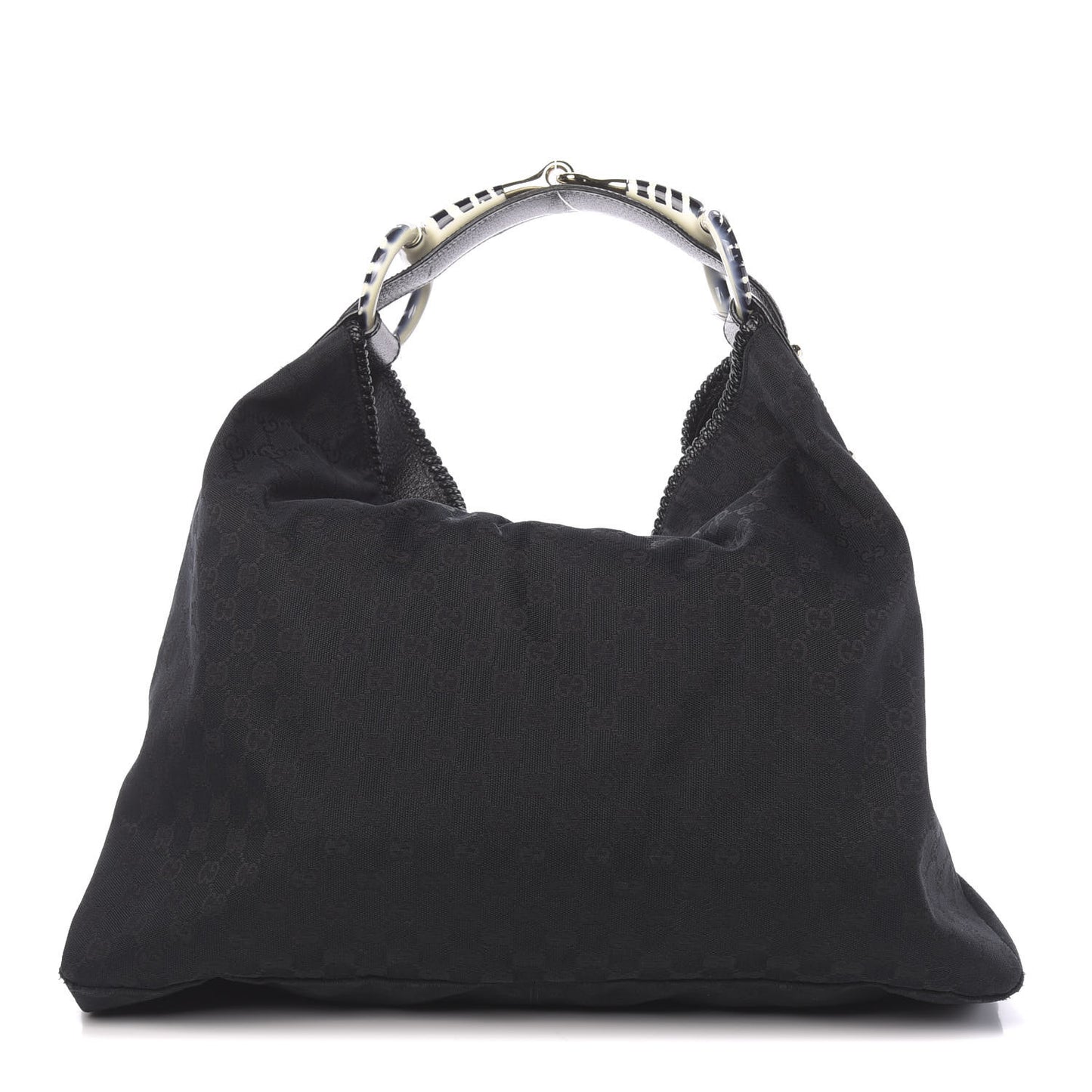 Monogram Large Zebra Horsebit Chain Hobo Black