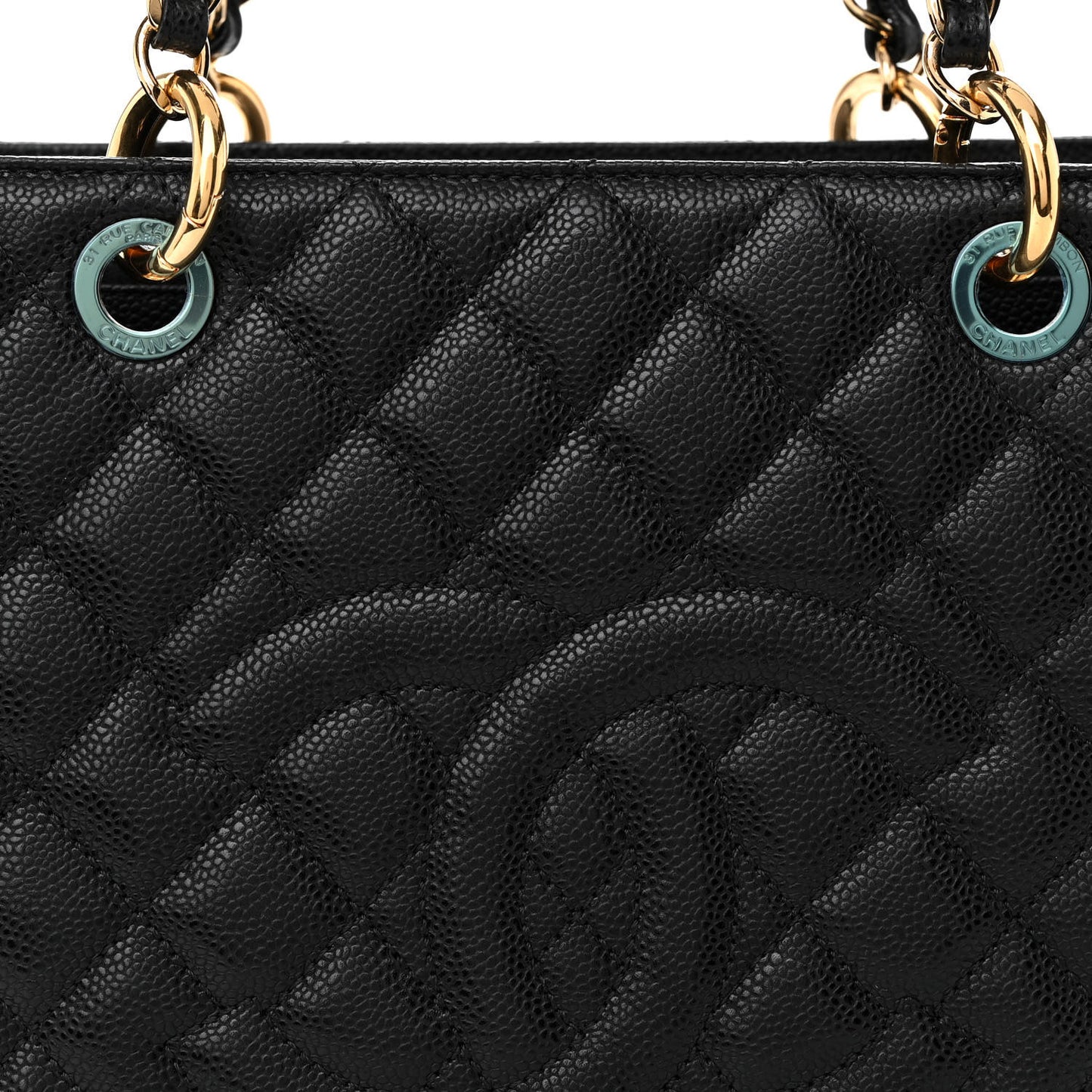 Caviar Quilted Grand Shopping Tote GST Black
