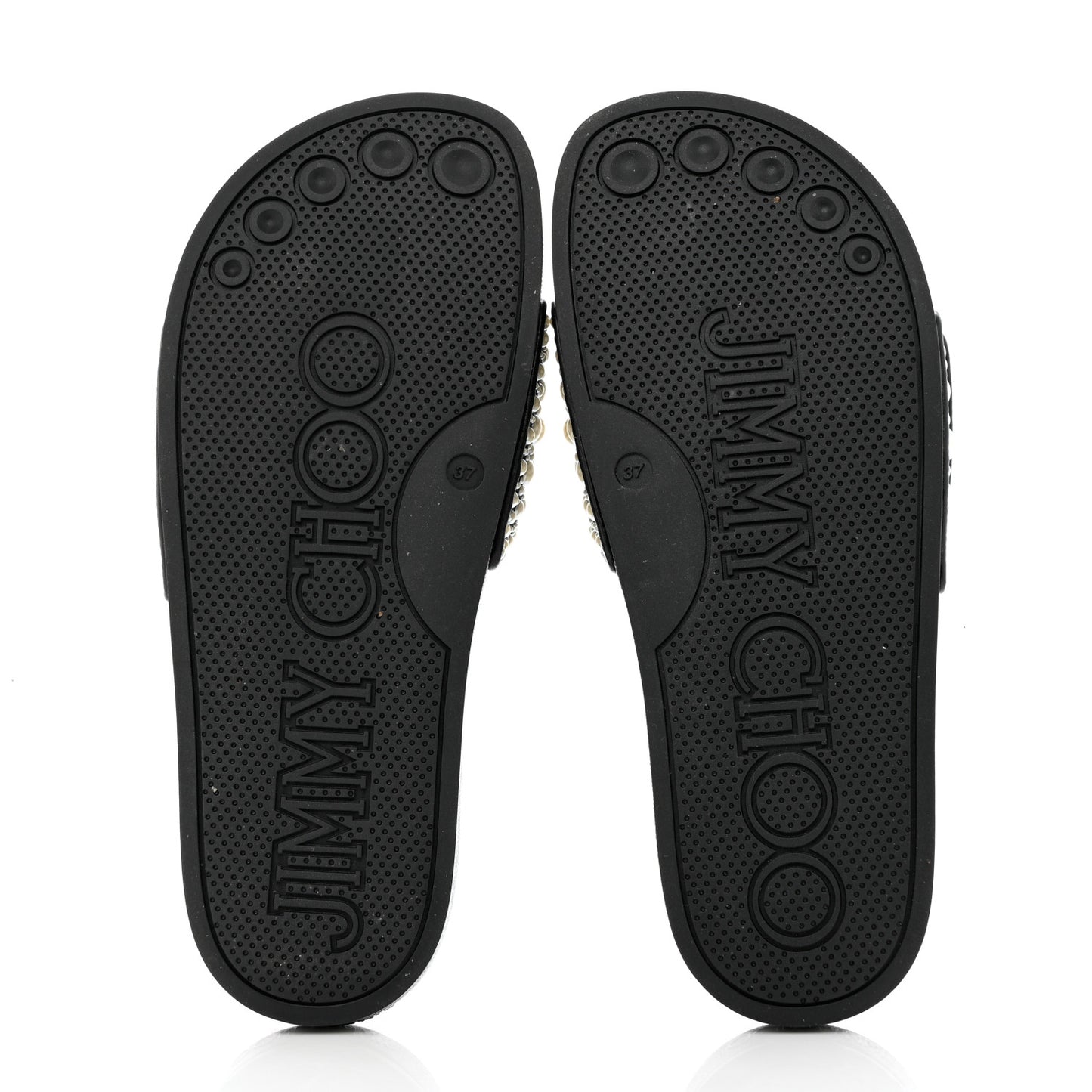 Canvas Pearl Embellished Fitz Slide Sandals 37 Black