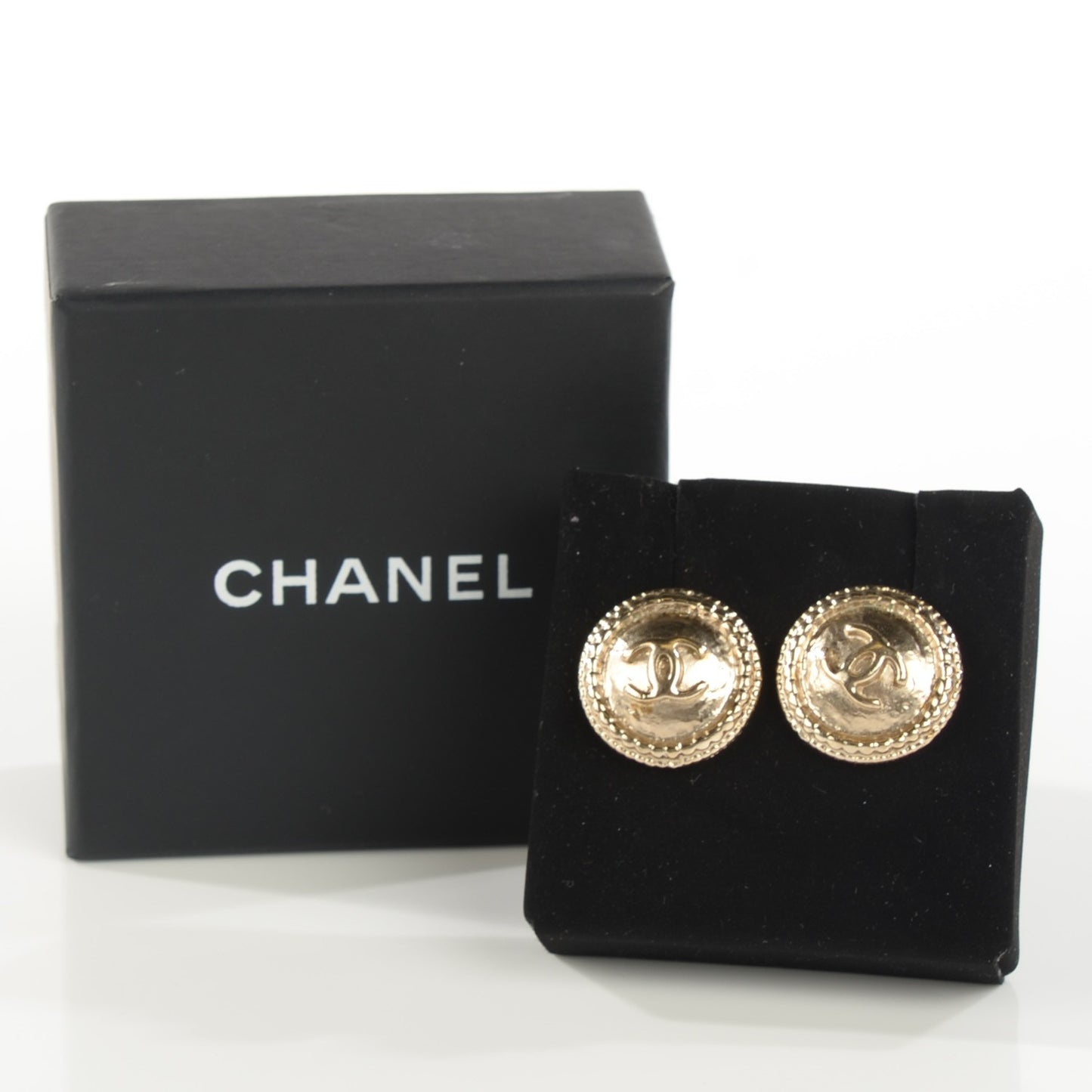 CC Button Earrings Gold