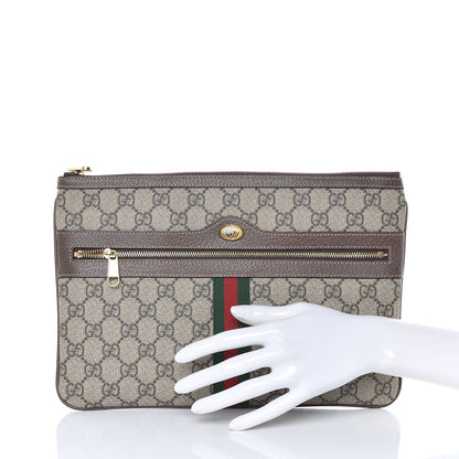 Gucci GG Supreme Monogram Large Ophidia Pouch Clutch Brown 2 of 8