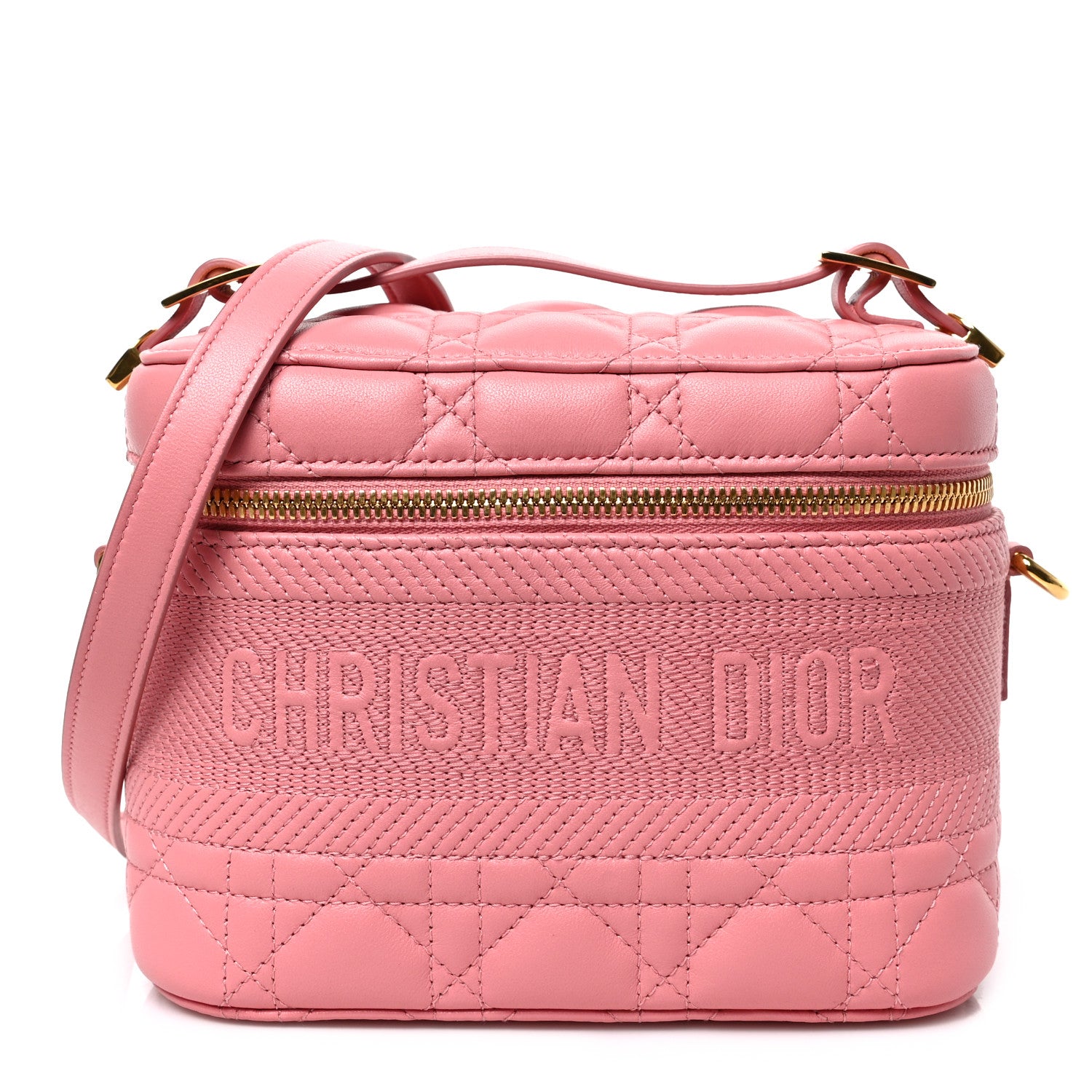 Christian Dior Lambskin Cannage Small Diortravel Vanity Case Pink 1 of 8