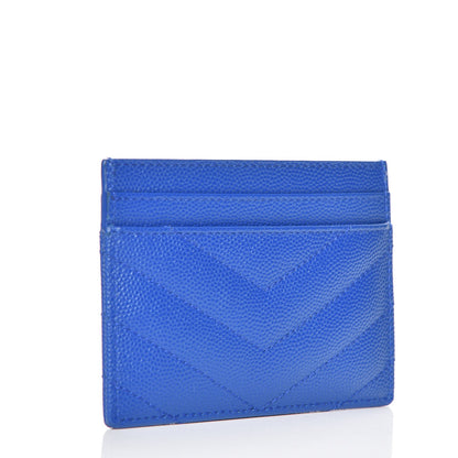 Saint Laurent Grain De Poudre Matelasse Monogram Credit Card Case Blue Majorelle 3 of 7
