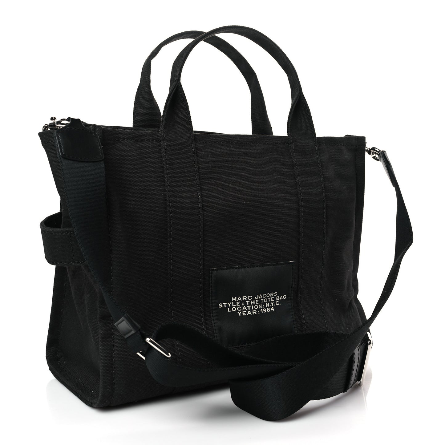 Cotton Canvas Small The Traveler Tote Bag Black