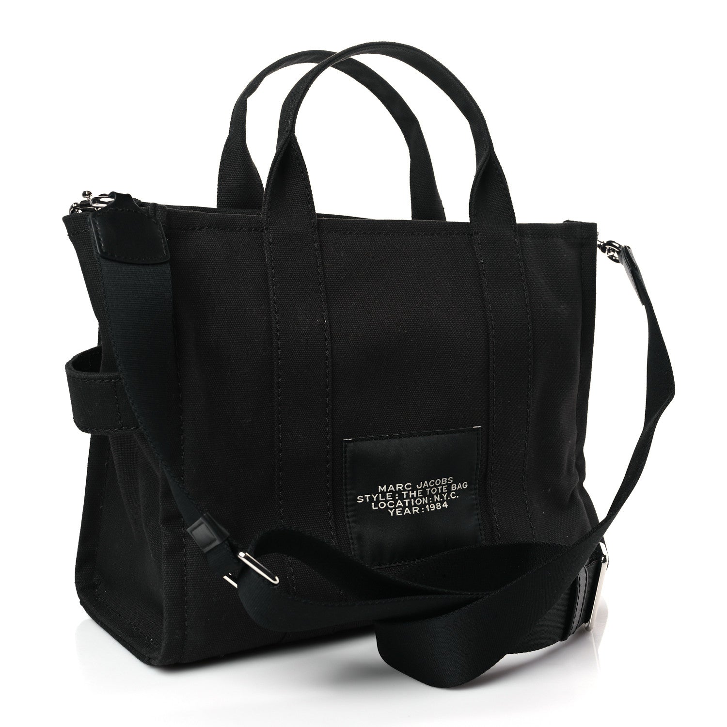 Marc Jacobs Cotton Canvas Small The Traveler Tote Bag Black 3 of 8