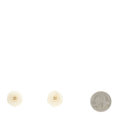 Chanel Resin CC Camellia Clip On Earrings White 2 of 4