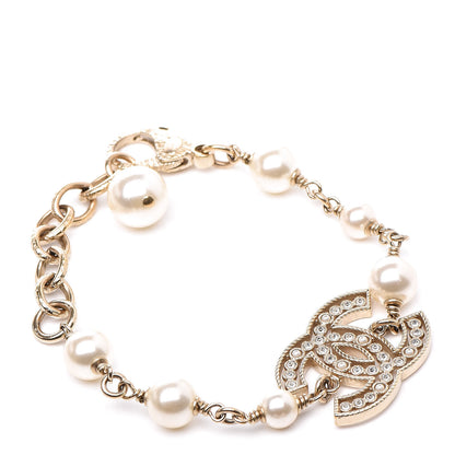 Chanel Pearl Crystal CC Bracelet Gold 1 of 6