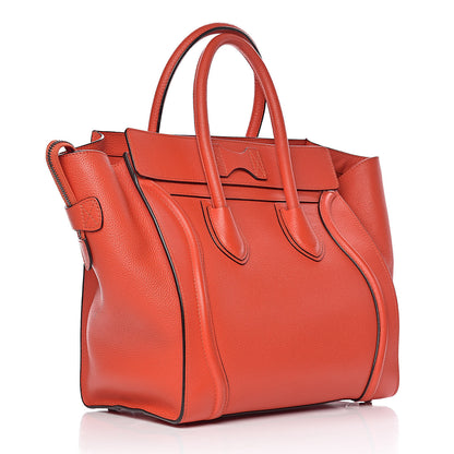 Celine Drummed Calfskin Mini Luggage Vermillion 3 of 12