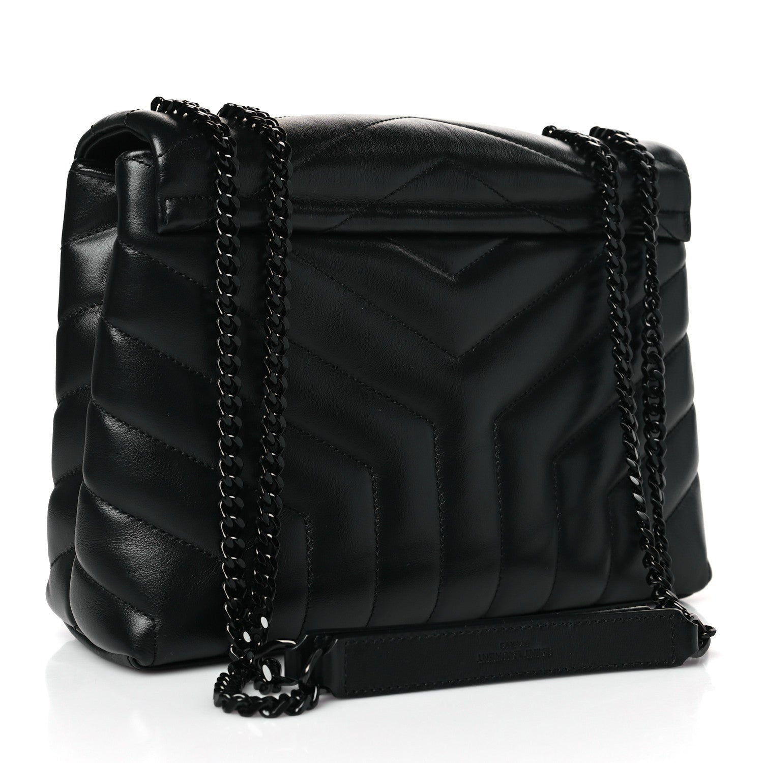 Saint Laurent Calfskin Y Quilted Monogram Monochrome Small Loulou Chain Satchel Black 3 of 9
