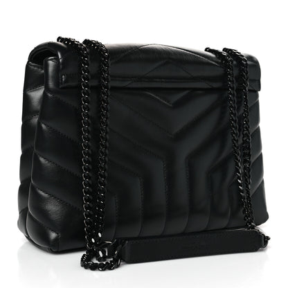 Saint Laurent Calfskin Y Quilted Monogram Monochrome Small Loulou Chain Satchel Black 3 of 9