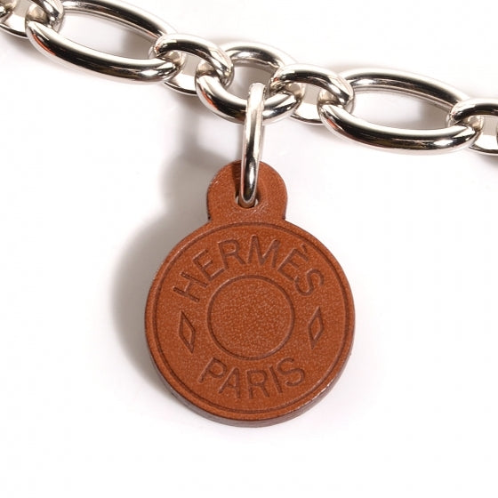Hermes Silver Palladium Fauve Barenia Olga 5 Charms Chain Belt 9 of 9