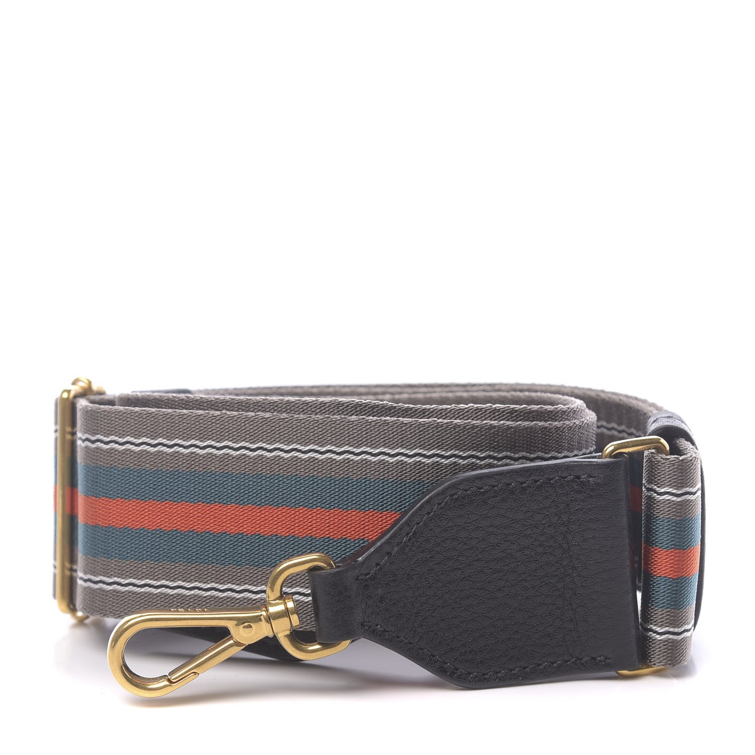 Prada Vitello Daino Striped Fabric Shoulder Strap 1 of 3
