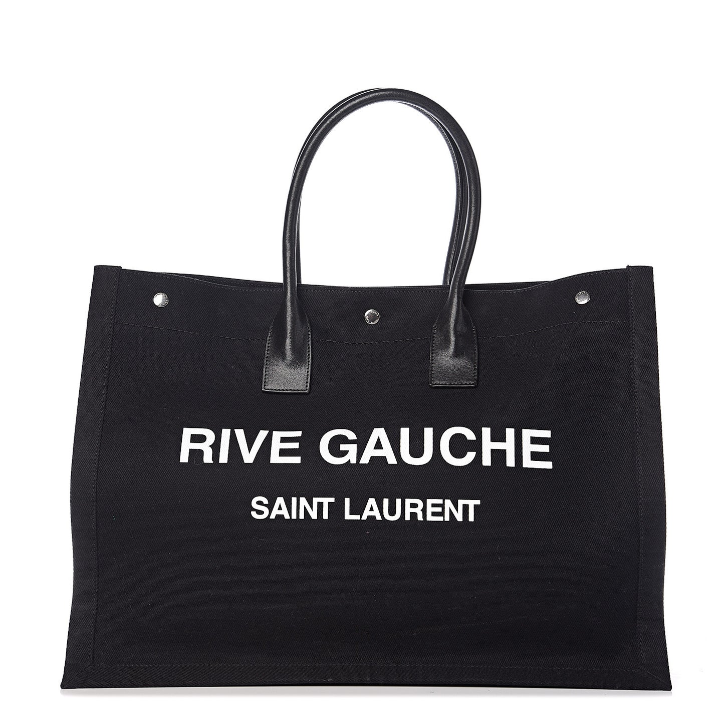 Linen Calfskin Rive Gauche Tote Black