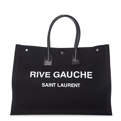 Saint Laurent Linen Calfskin Rive Gauche Tote Black 1 of 8