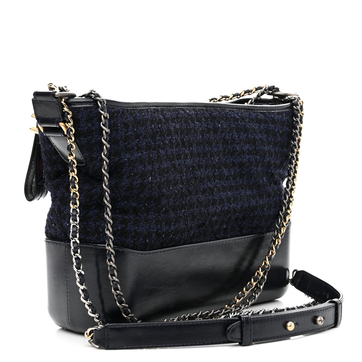 Tweed Calfskin Quilted Medium Gabrielle Hobo Black Blue