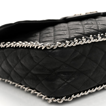 Chanel Washed Lambskin Quilted Maxi Chain Around Flap Black 9 of 10