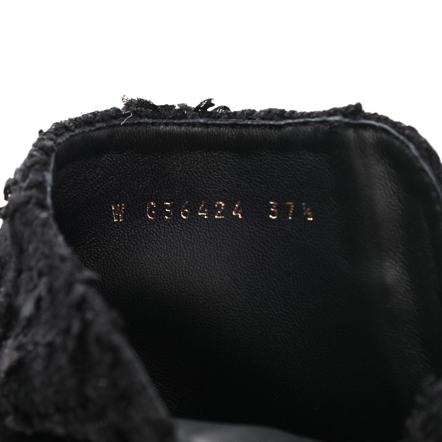 Chanel Tweed Lambskin Quilted Lace Up Combat Boots 37.5 Black 9 of 9