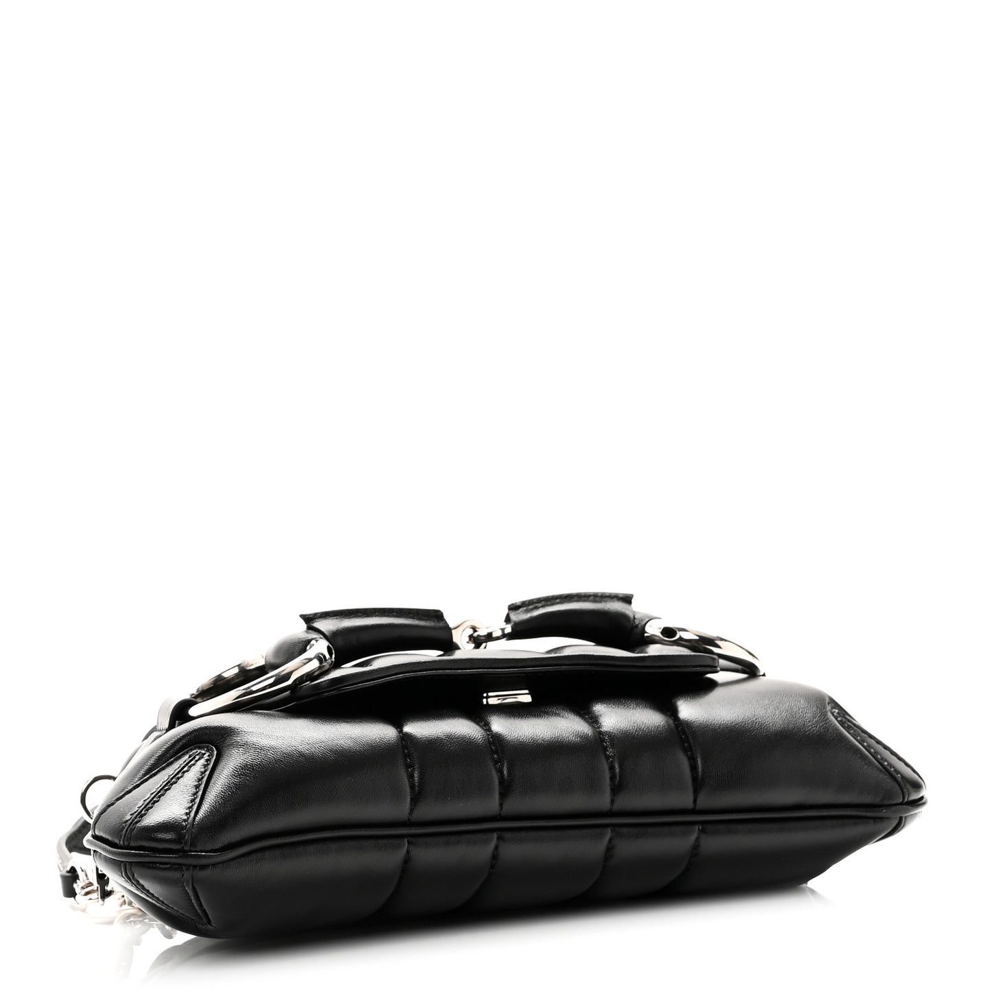 Nappa Vertical Matelasse Small Maxi Horsebit Chain Shoulder Bag Black