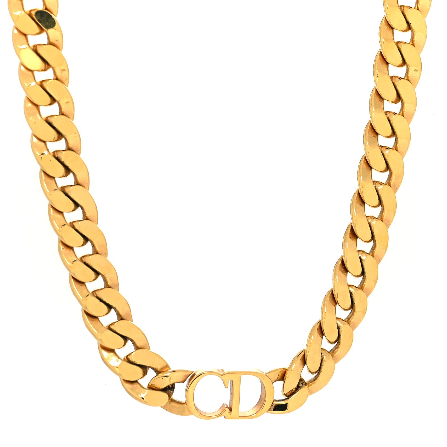 Christian Dior Metal CD Choker Necklace Gold 1 of 3