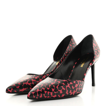Saint Laurent Calfskin Heart Print D'Orsay Paris 105 Pumps 40 Pink Black 3 of 16