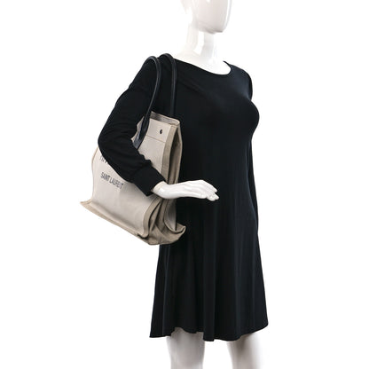 Saint Laurent Linen Calfskin Rive Gauche Tote Optic White 2 of 8