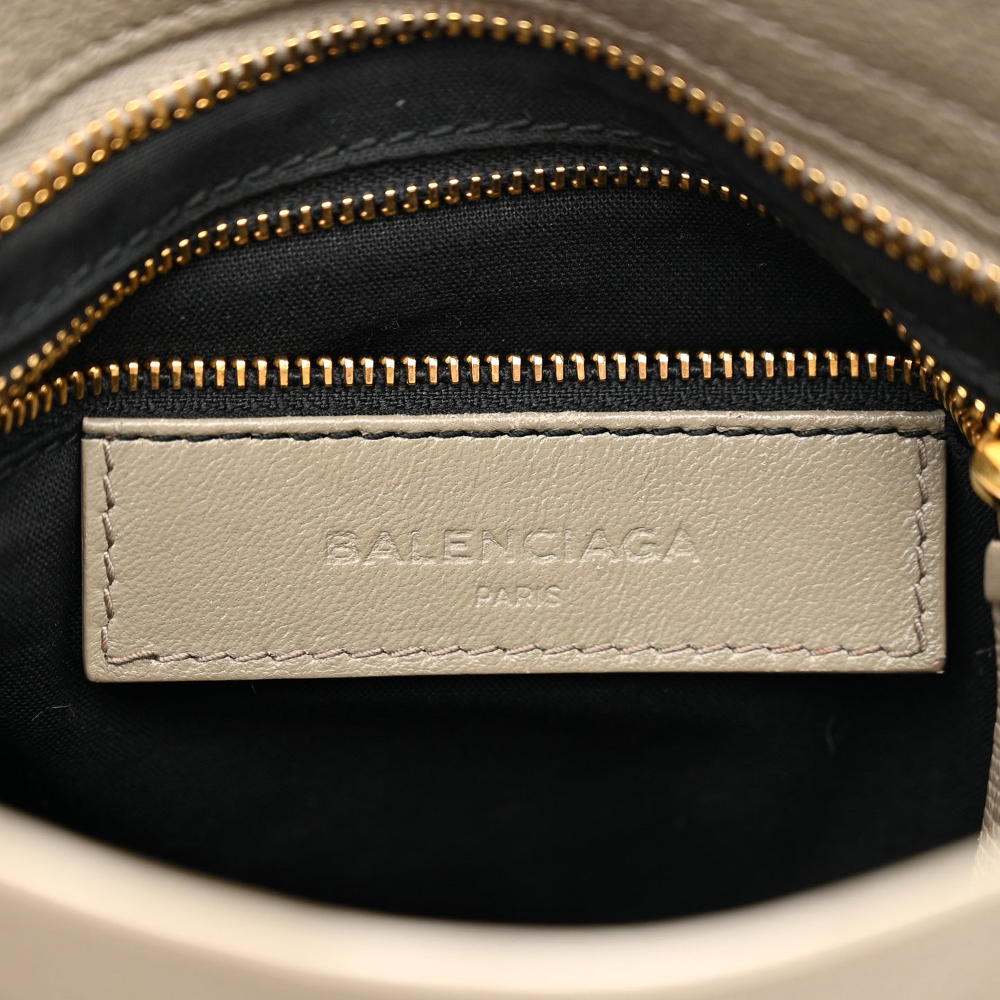 Chevre Gold Metallic Edge Hardware Mini City Gris Taupe