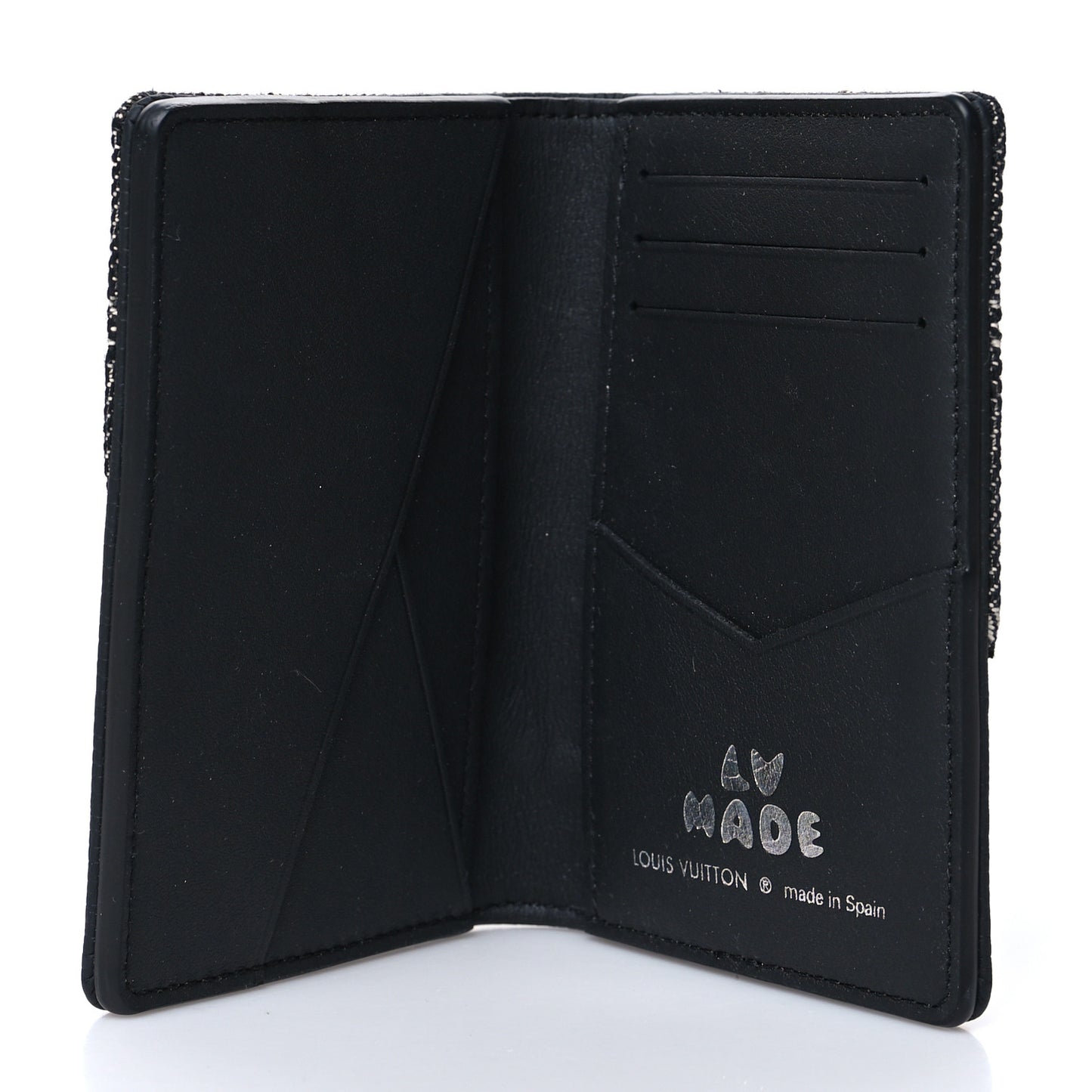 X NIGO Taurillon Monogram Denim Drip Pocket Organizer Black