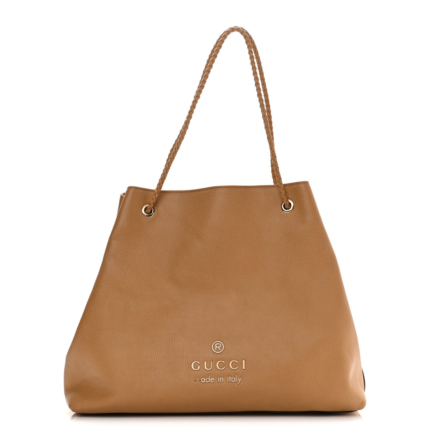Gucci Calfskin Large Gifford Braided Handle Tote Camel 1 of 11