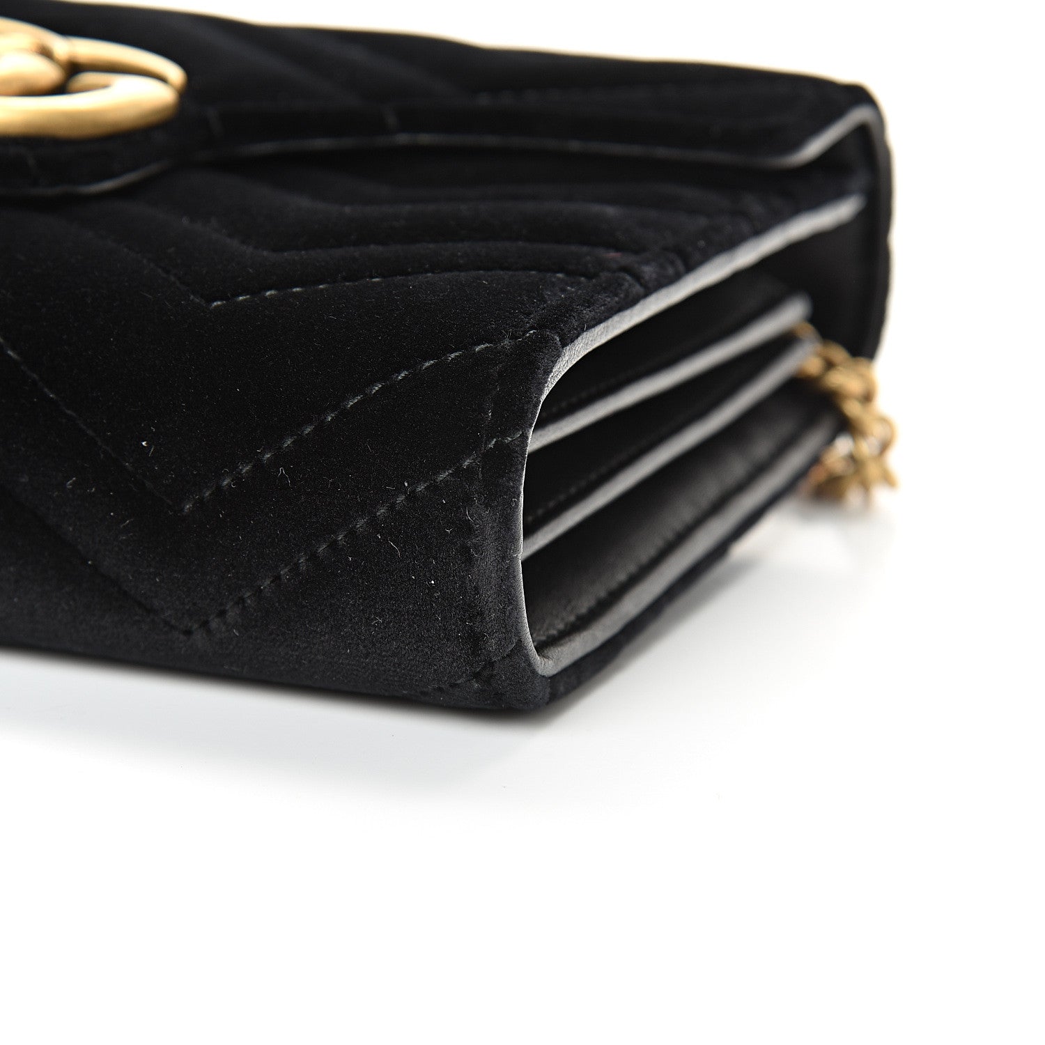 Gucci Velvet Matelasse GG Marmont Chain Wallet Black 9 of 10