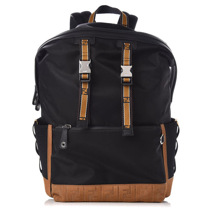 Fendi Nylon Contrast Buckle Backpack Black Copper 1 of 9