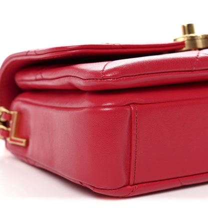 Chanel Lambskin Quilted Enamel Chain Logo Mini Flap Red 9 of 10