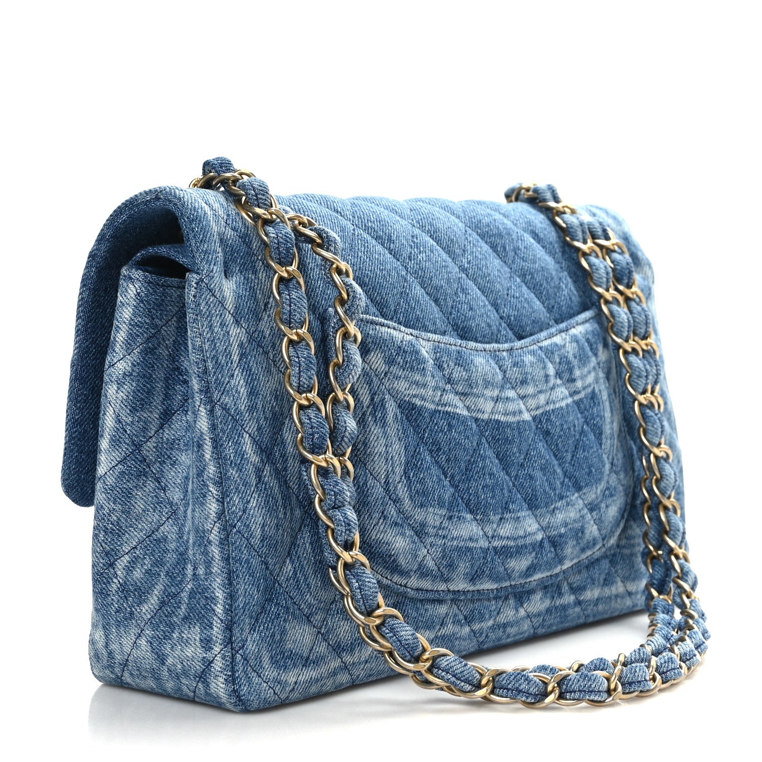 Chanel Denim Quilted Medium Double Flap Blue 3 of 9