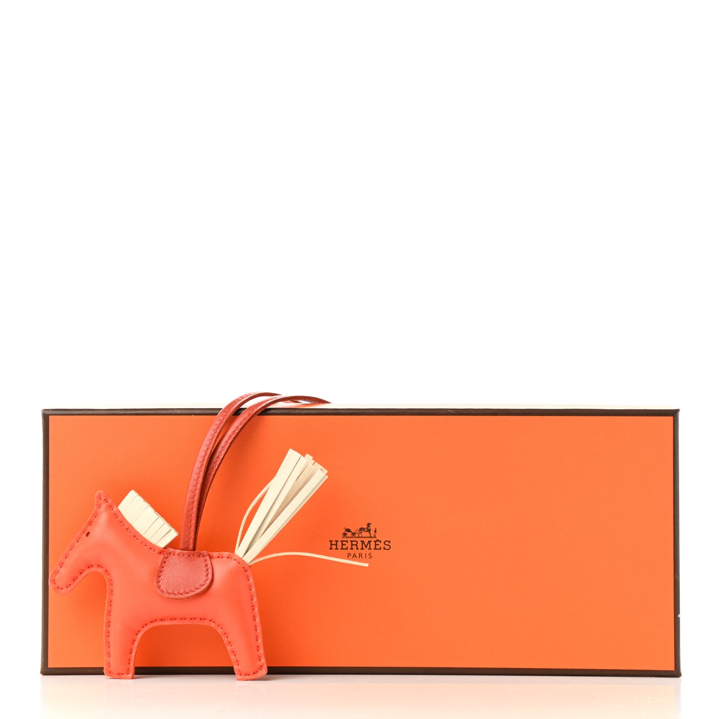 Milo Lambskin Grigri Rodeo Horse Bag Charm PM Orange Poppy Craie Terre Battue