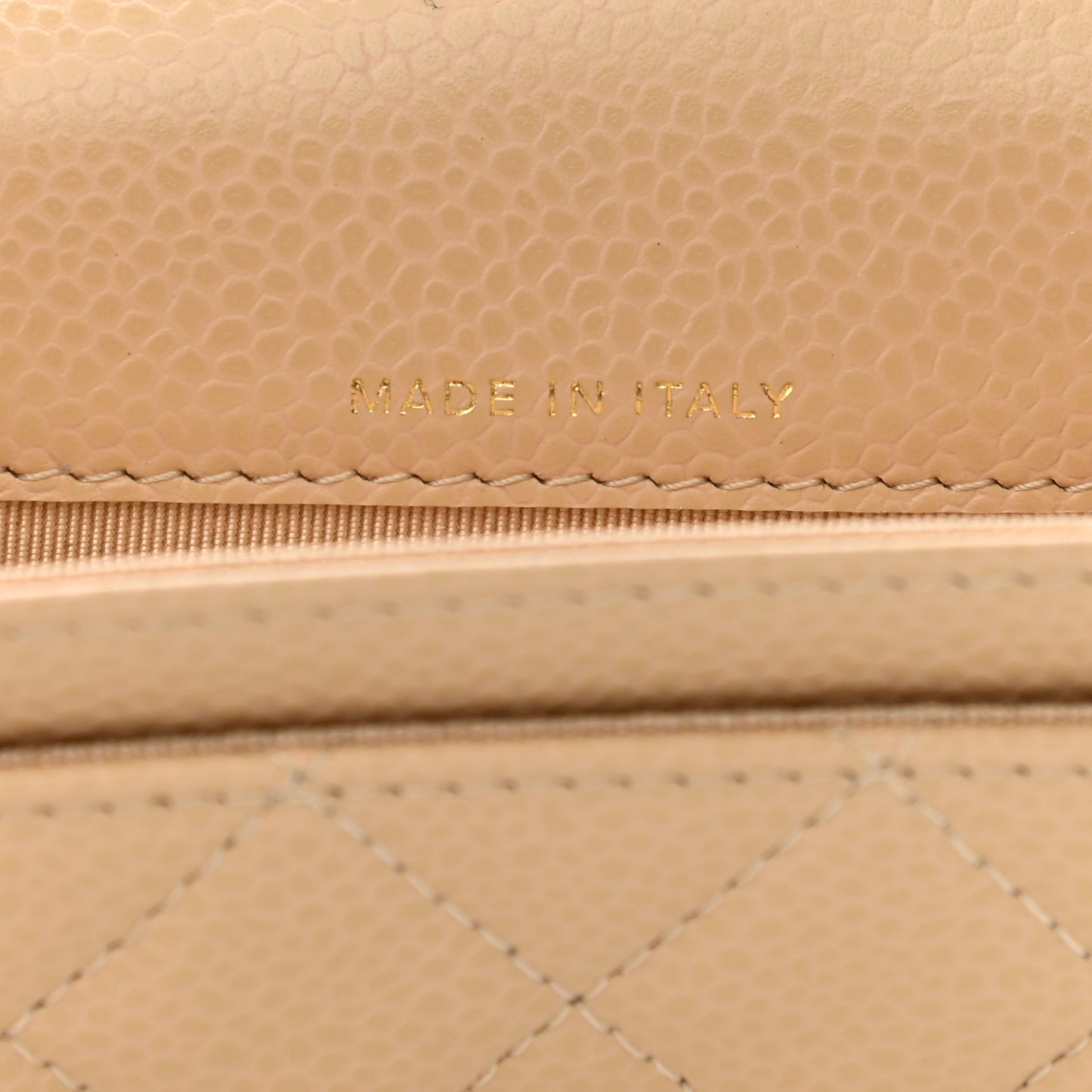 Caviar Quilted Flap Card Holder Wallet Beige