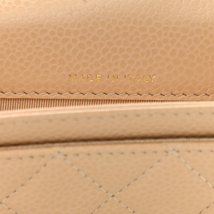 Chanel Caviar Quilted Flap Card Holder Wallet Beige 7 of 9