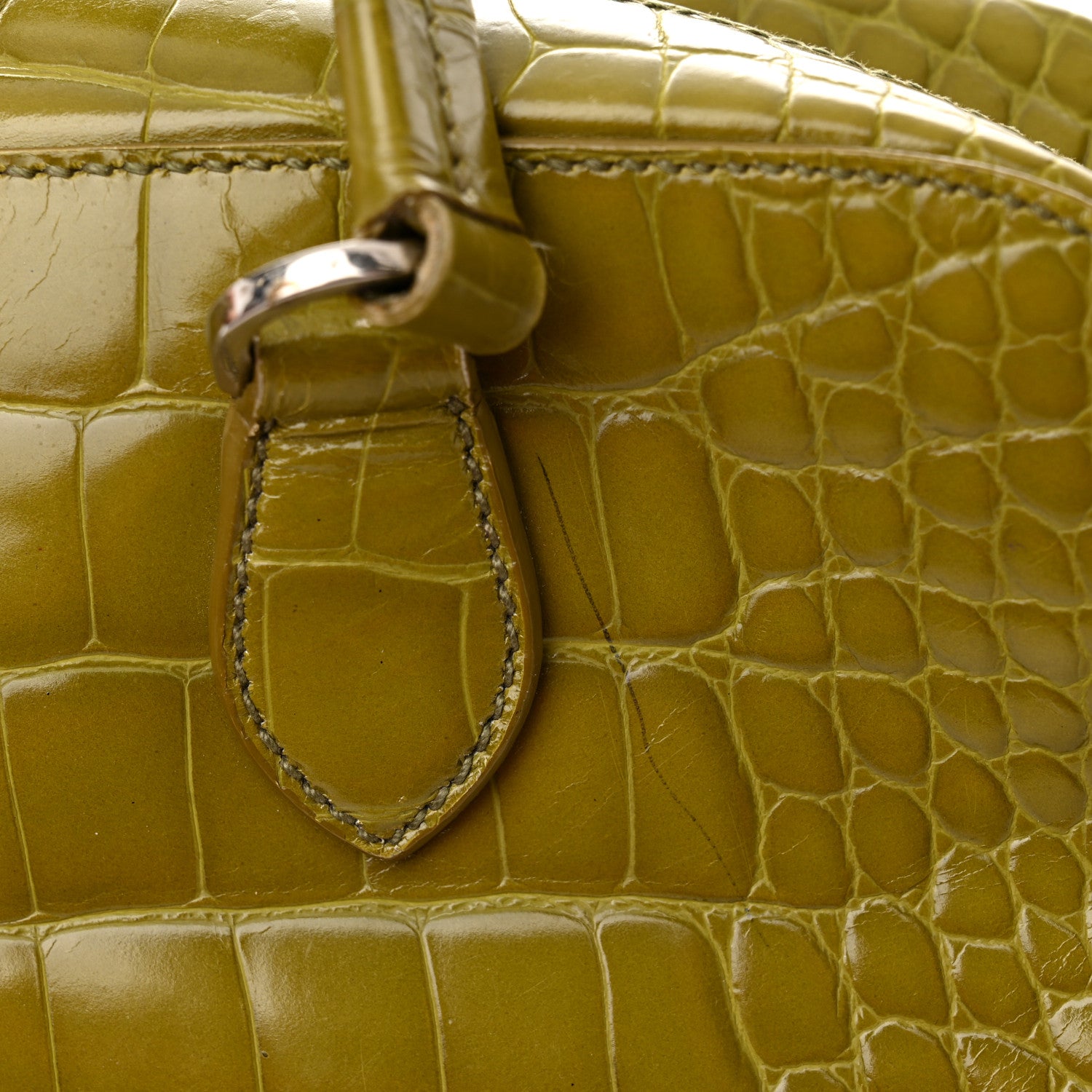 Prada Calfskin Embossed Crocodile Bauletto Bag Green 22 of 22