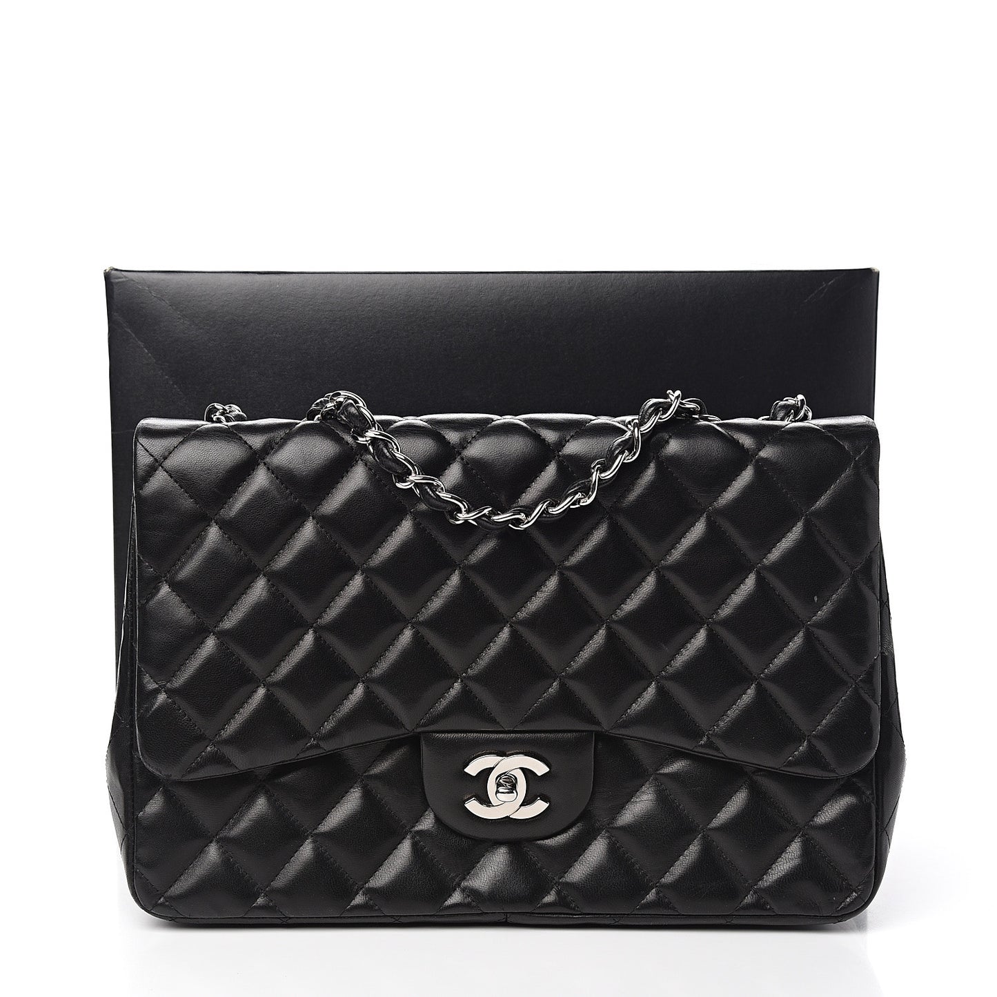 Lambskin Quilted Jumbo Single Flap Black