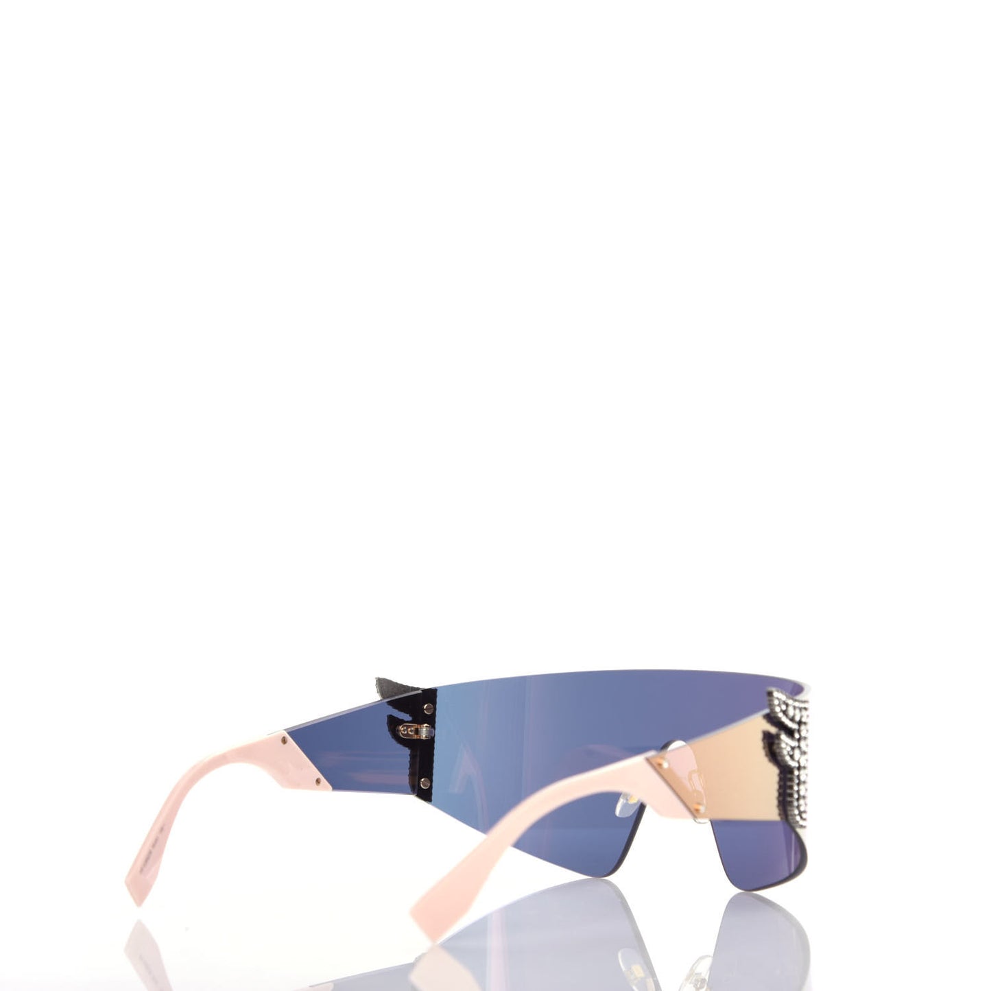 Mirrored Crystal Embellished FFreedom Shield Sunglasses FF 0382/S Pink