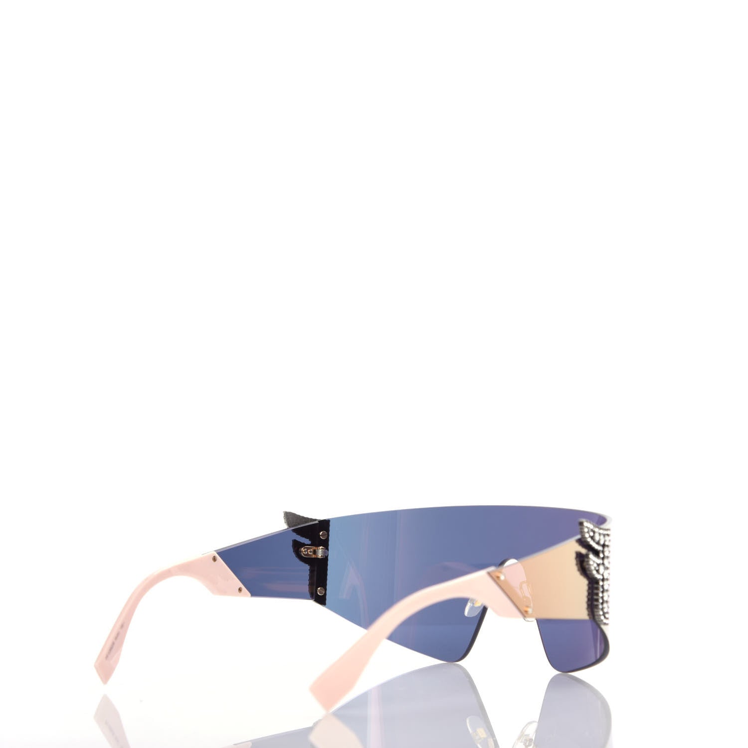 Fendi Mirrored Crystal Embellished FFreedom Shield Sunglasses FF 0382/S Pink 4 of 7