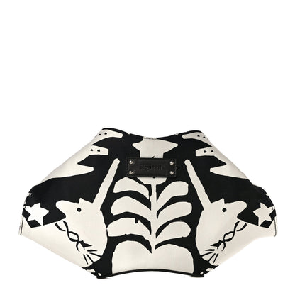 Alexander McQueen Silk Unicorn Print De Manta Clutch Black White 1 of 13