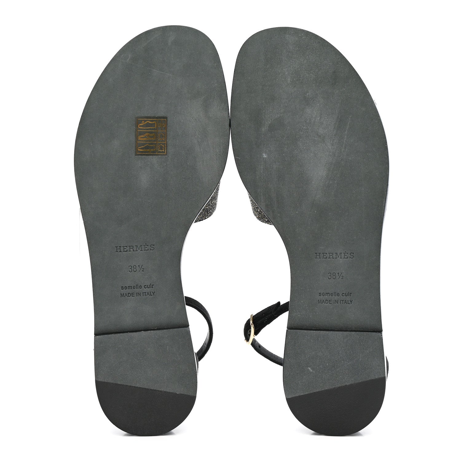 Hermes Suede Glitter Santorini Sandals 38.5 Black 6 of 10