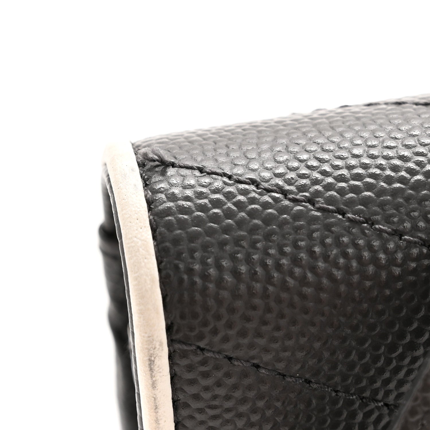 Saint Laurent Grain De Poudre Matelasse Chevron Monogram Envelope Chain Wallet Asphalt White 11 of 14