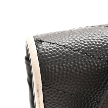 Saint Laurent Grain De Poudre Matelasse Chevron Monogram Envelope Chain Wallet Asphalt White 11 of 14